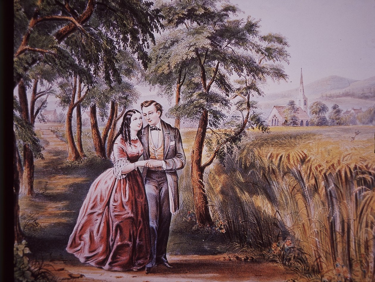 Házassági ajánlat, 19. század eleje (színes litó) alkotó: American School