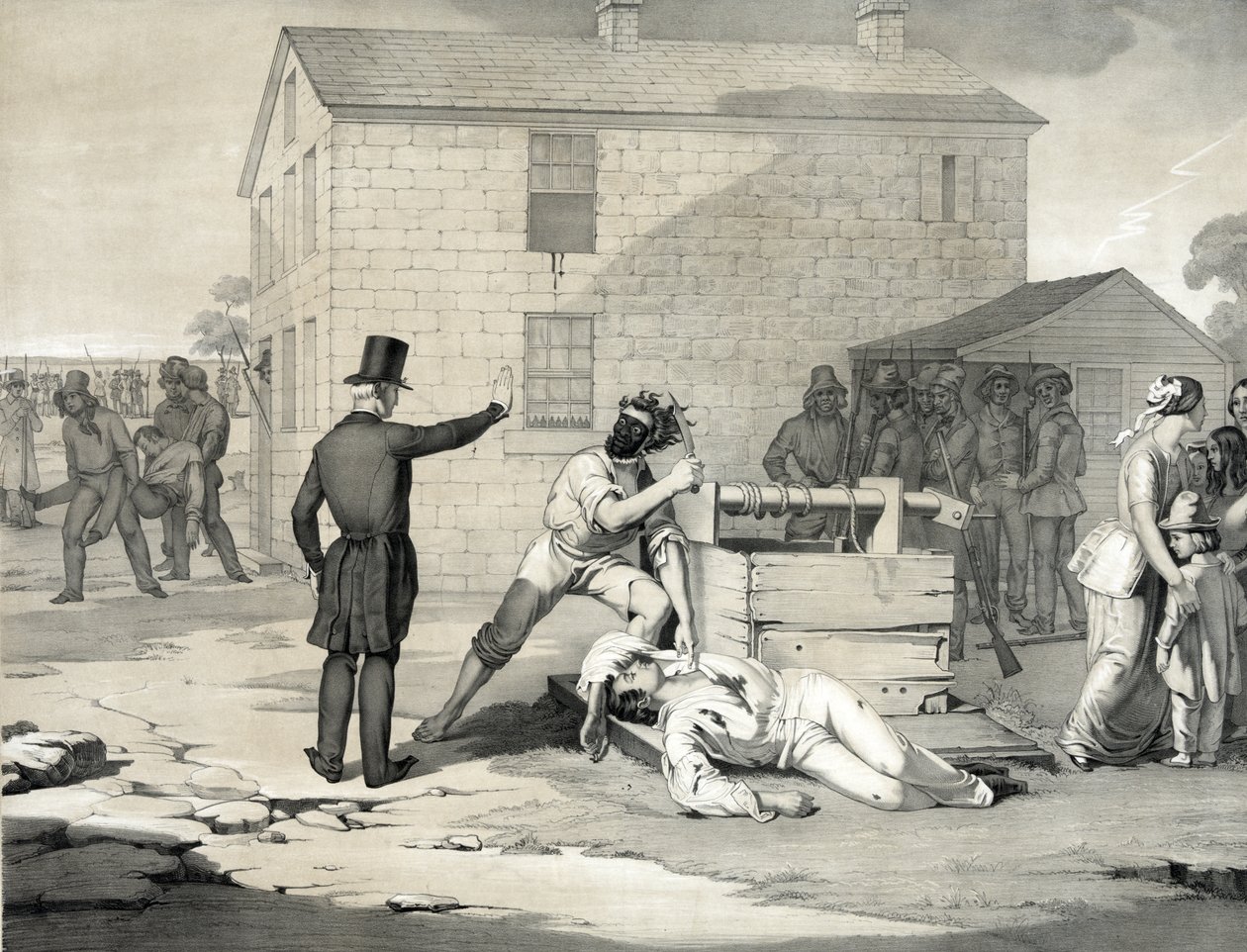 Joseph és Hyrum Smith vértanúhalála a karthágói börtönben, 1844. június 27., 1851. alkotó: American School
