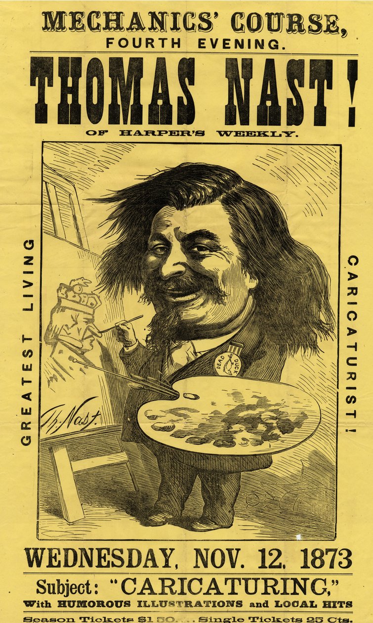 Mechanika tanfolyam, negyedik este. Thomas Nast!, kiadó: Currier & Ives, 1873 alkotó: American School