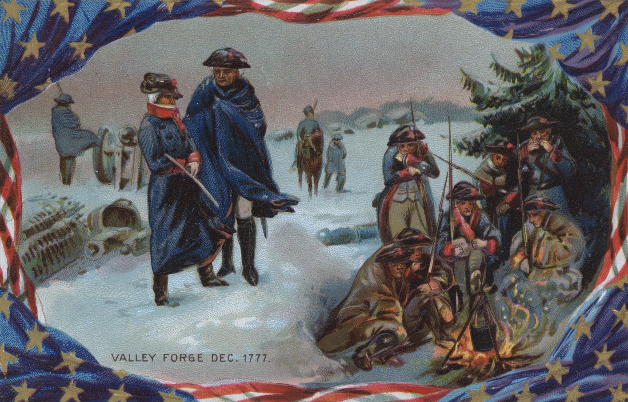 Emléknapi kártya, Valley Forge, 1777 december (színes litográfia) alkotó: American School