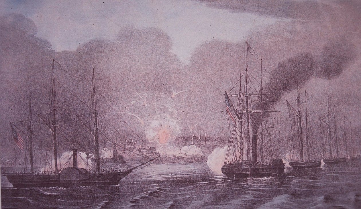Mexikói-amerikai háború (1846-48), az amerikai haditengerészet Veracruz bombázója alkotó: American School
