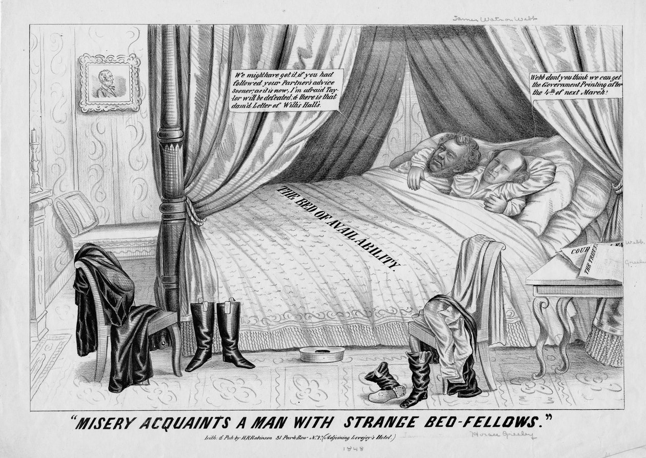 A nyomorúság megismertet egy férfit furcsa ágyasokkal, kiadó: H R Robinson, New York, 1848 alkotó: American School