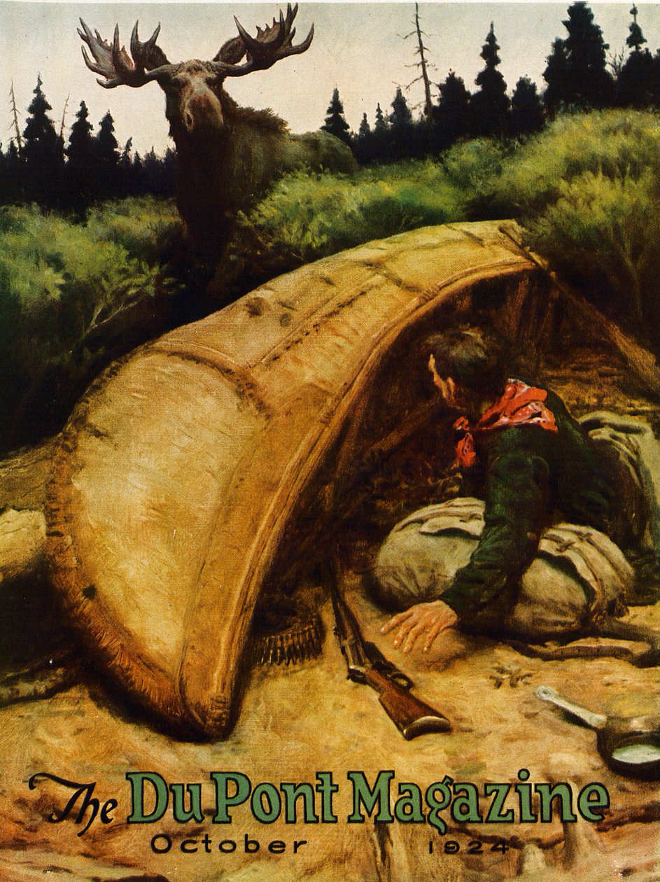 Moose attack!, a DuPont Magazin címlapja, 1924. október alkotó: American School