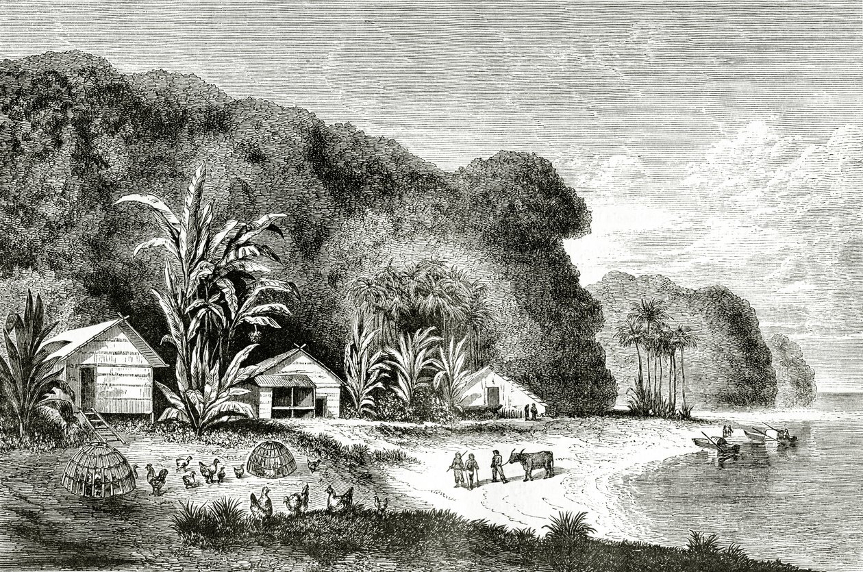 A Saigon folyó szája, illusztráció Walter Rose Saigonban tett látogatásából, megjelent az Appletons Journalban, 1872. május 4. alkotó: American School