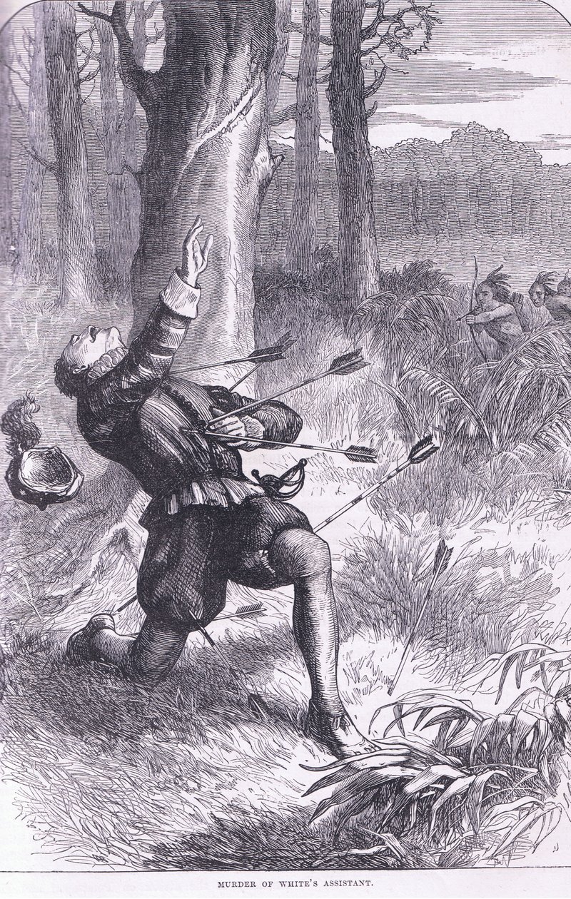 White asszisztensének meggyilkolása, illusztráció Cassell History of the United States pubjából. írta Petter & Galpin 1890 körül alkotó: American School