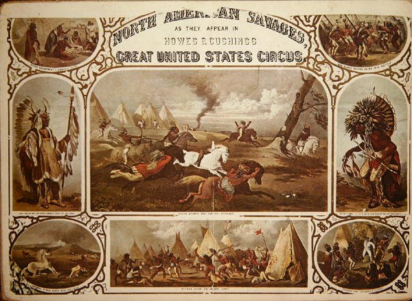 „North American Savages”, 1850 körül (színes lito) alkotó: American School