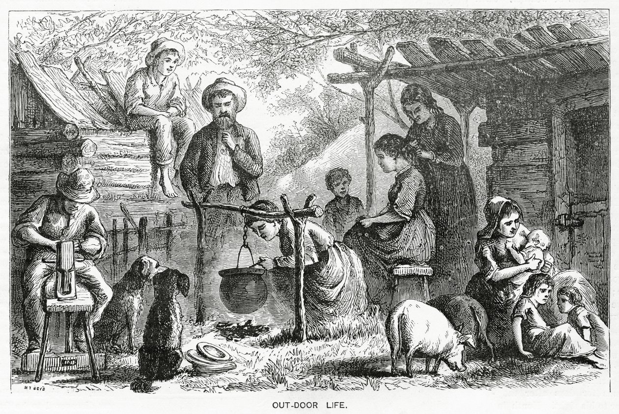 Out-door Life, illusztráció az A Community of Outcasts című filmhez, az Appletons Journalból, 1872. március 23. alkotó: American School