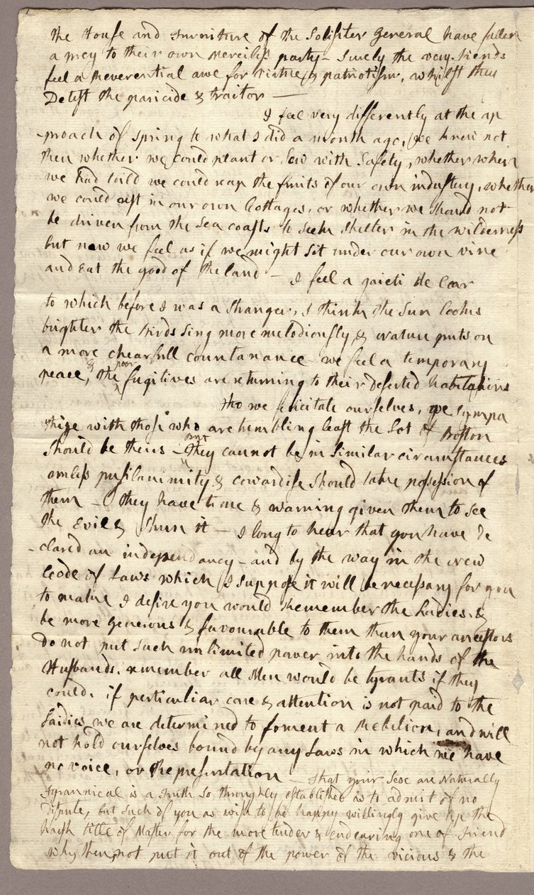 2. oldal, Abigail Adams levele John Adamsnek, 1776. március 31. - április 5. alkotó: American School