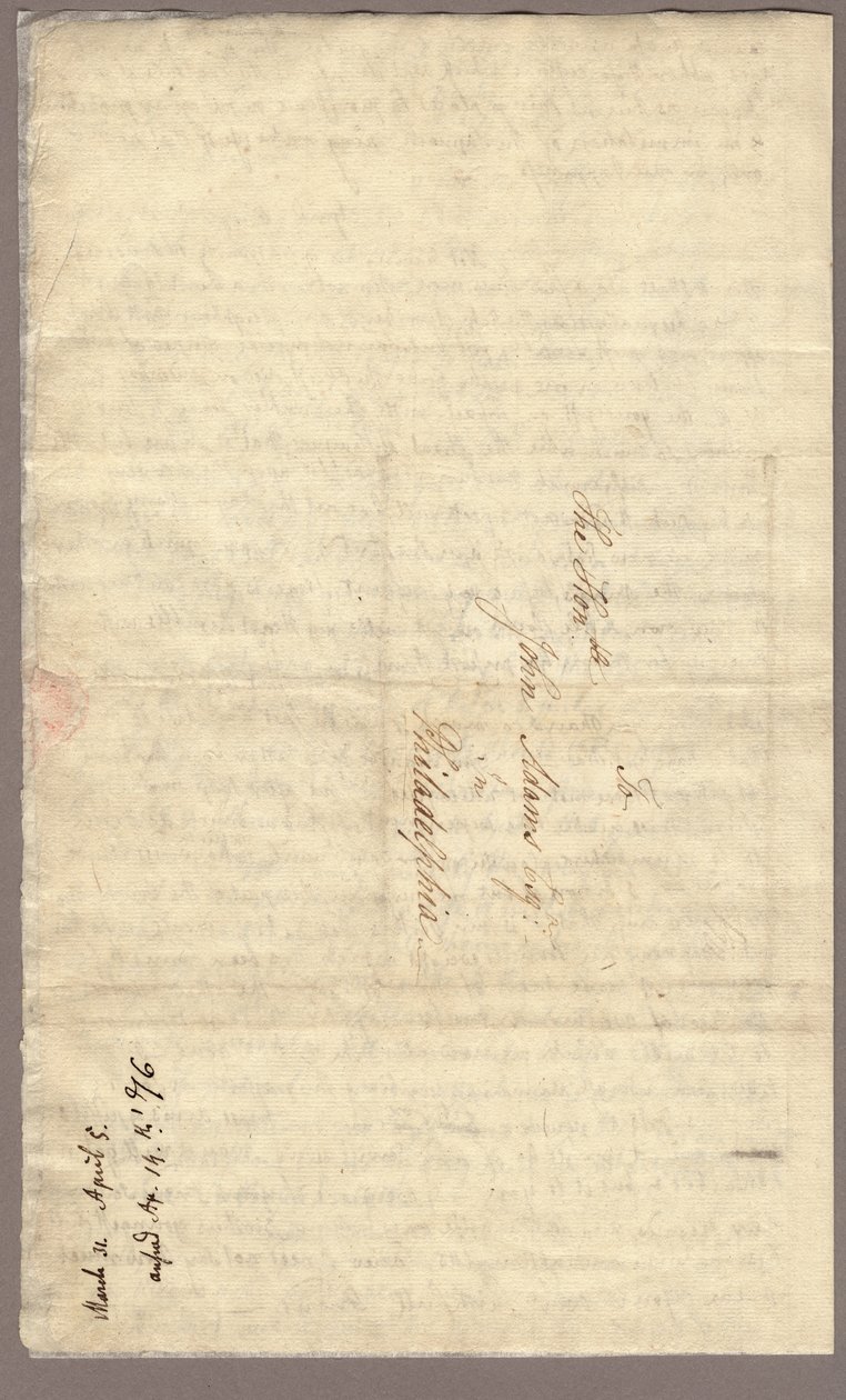 4. oldal, Abigail Adams levele John Adamsnek, 1776. március 31. – április 5. (tintával, papíron) alkotó: American School