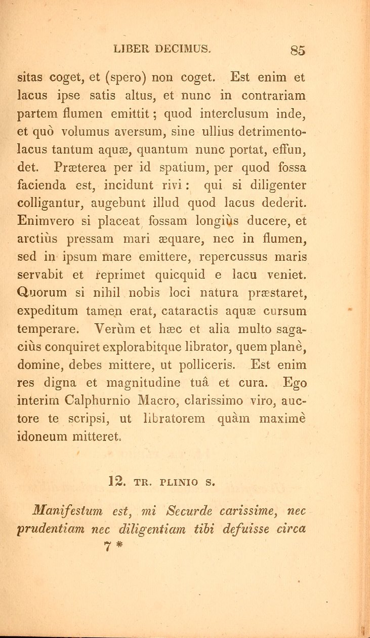 Oldal az Ifjabb Plinius válogatott leveleiből, X. könyv, Boston kiadásában alkotó: American School