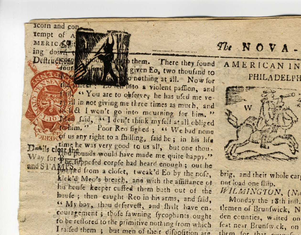 Oldal a Halifax Gazette-ből, avagy The Weekly Adviser”, Nova Scotia, 1765. december 12-19. alkotó: American School