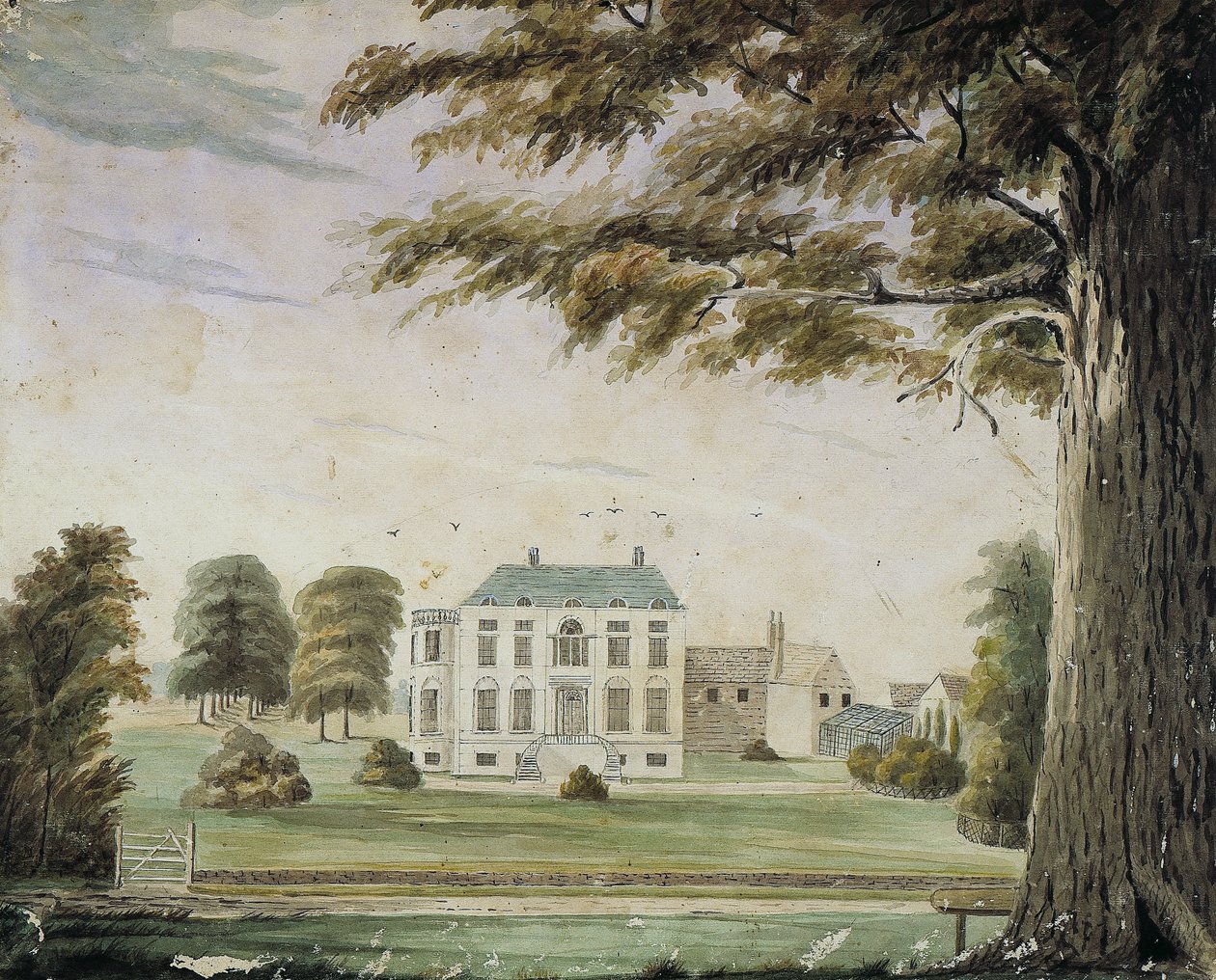 Park House, Anglia: Richard Flower, George Flower édesapja otthona (akvarell papíron a táblára rögzítve) alkotó: American School