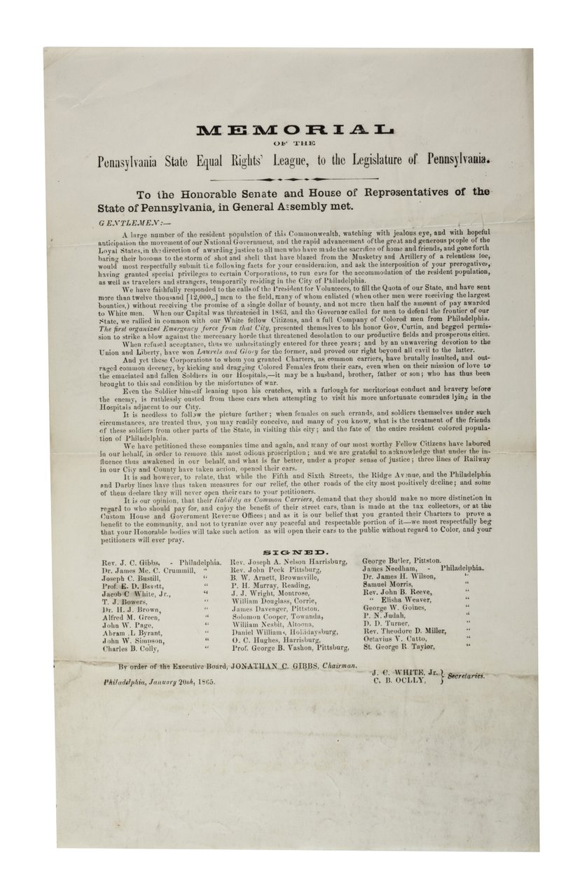 Pennsylvania Állami Equal Rights League, a Pennsylvania State Equal Rights League emlékműve Pennsylvania törvényhozásának, 1865. január 20. alkotó: American School