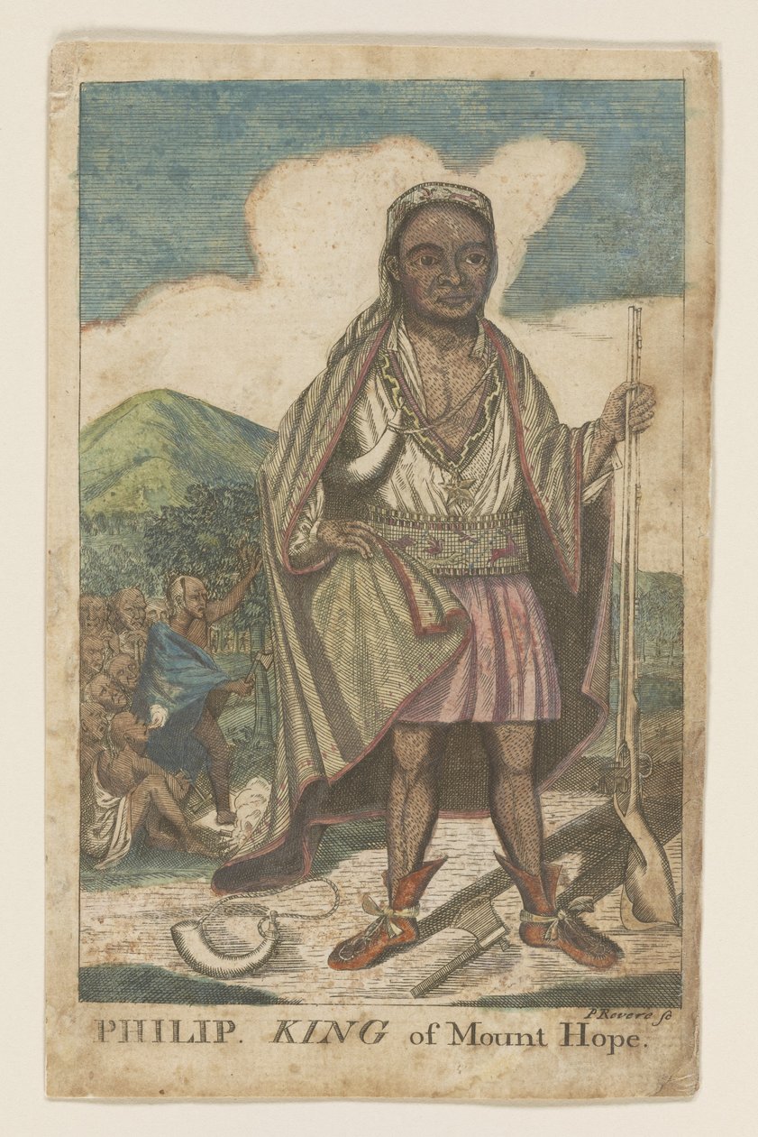 Phillip, a Mount Hope királya, kocsma. 1772 (kézzel színezett metszet) alkotó: American School