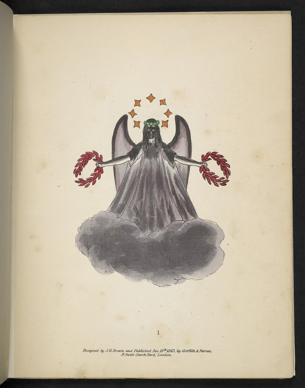 1. tábla. Egy sötét angyal.  Spectropia; vagy Meglepő spektrális illúziók, amelyek mindenhol szellemeket mutatnak, bármilyen színben stb. ser. 1.  J.H. Barna,  1864 alkotó: American School