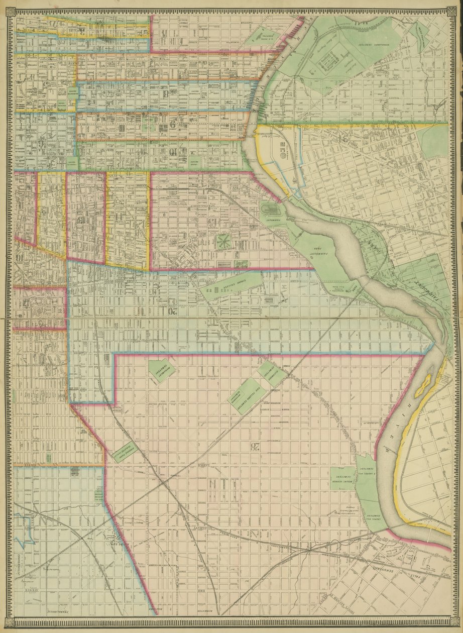5. tábla, Philadelphia teljes bejegyzett városának térképe, 1867 alkotó: American School