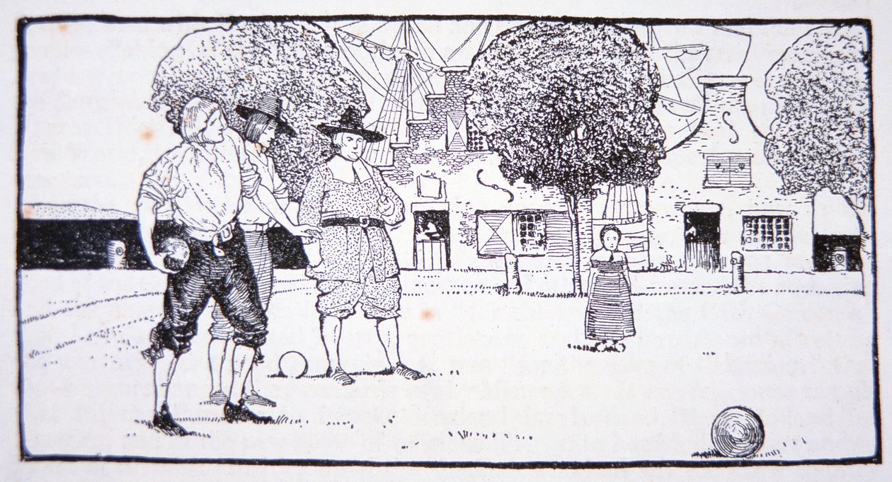 Tekézés Új-Amszterdamban a 17. században (litho) alkotó: American School