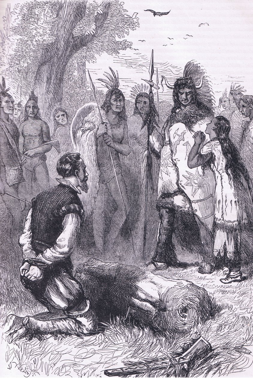 Pocahontas megmenti Smith kapitány életét, illusztráció Cassell története az Egyesült Államok pubjából. készítette: Petter & Galpin 1890 körül (litho) alkotó: American School