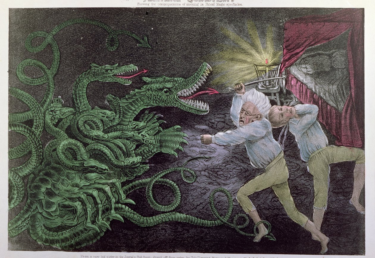 Politikai quixotism: The Diplomatic Hercules támadja a politikai hidrát, kiadó: Bisbee, 1833 körül alkotó: American School