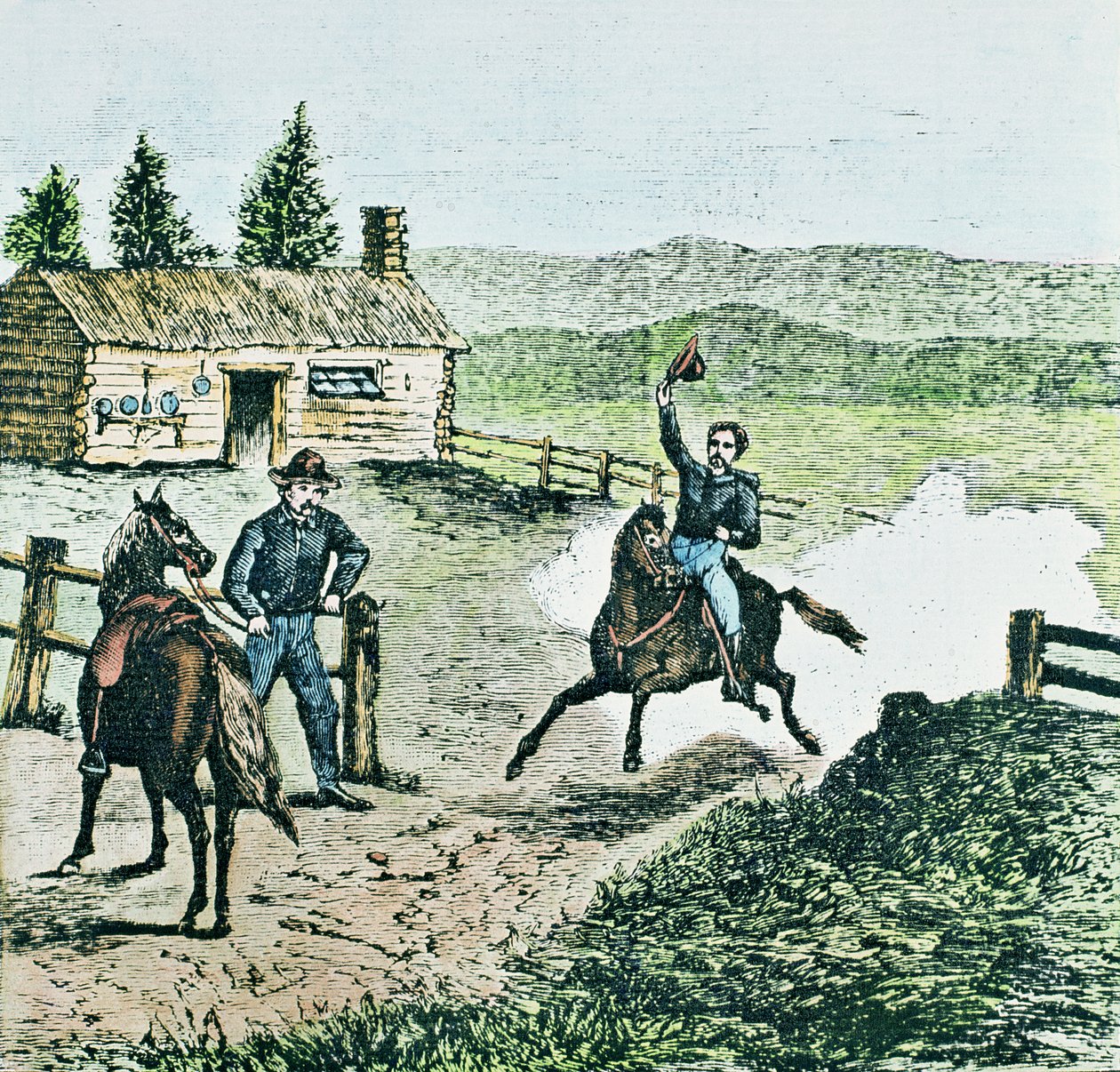 Pony Express Station (színes gravírozás) alkotó: American School