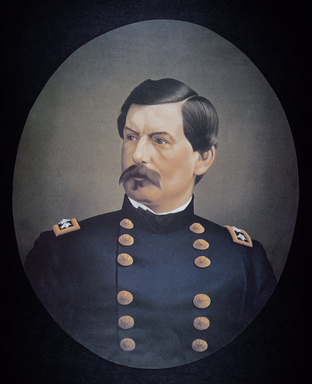 George B. McClellan tábornok portréja (színes litó) alkotó: American School