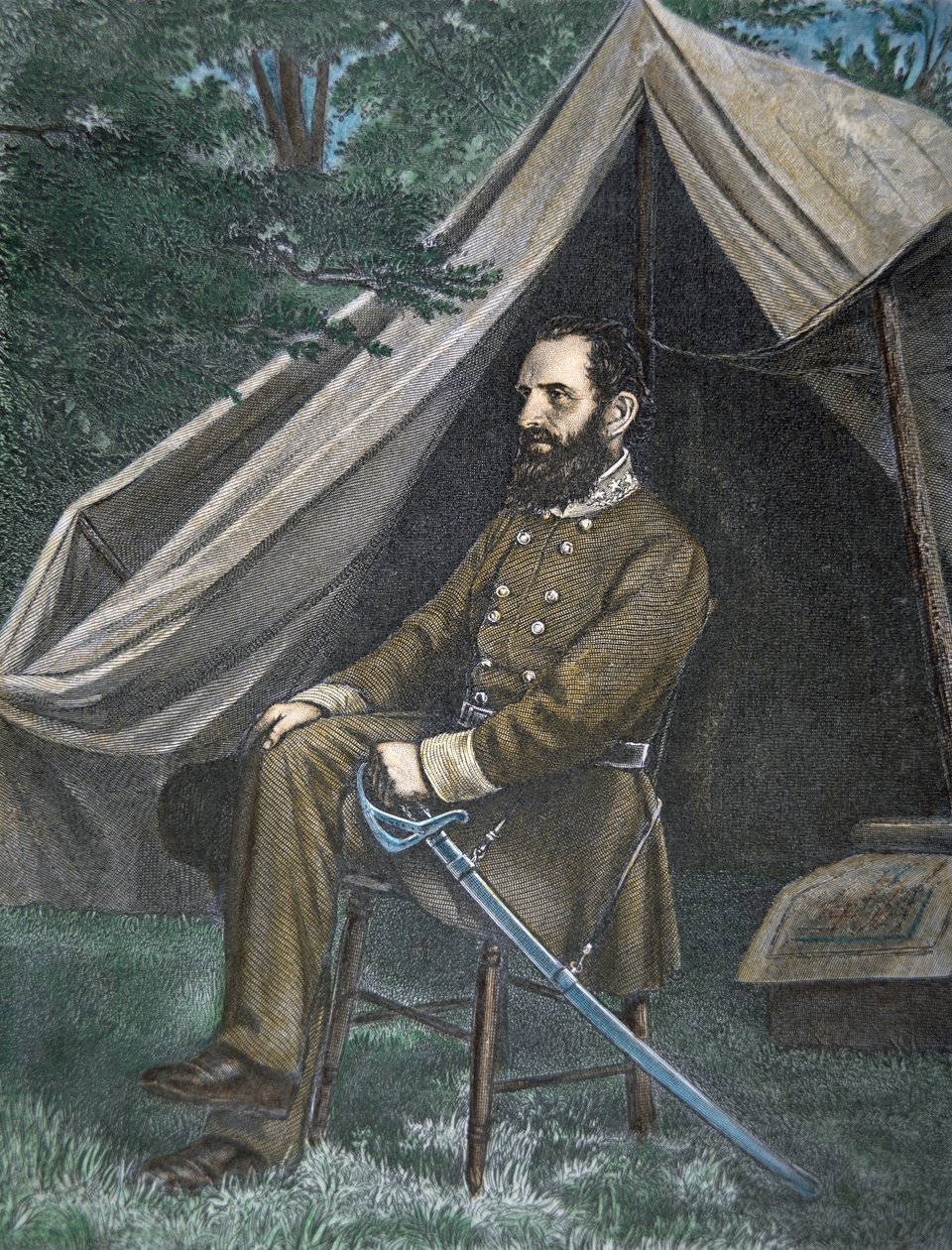 „Stonewall” Jackson tábornok portréja (színes litó) alkotó: American School