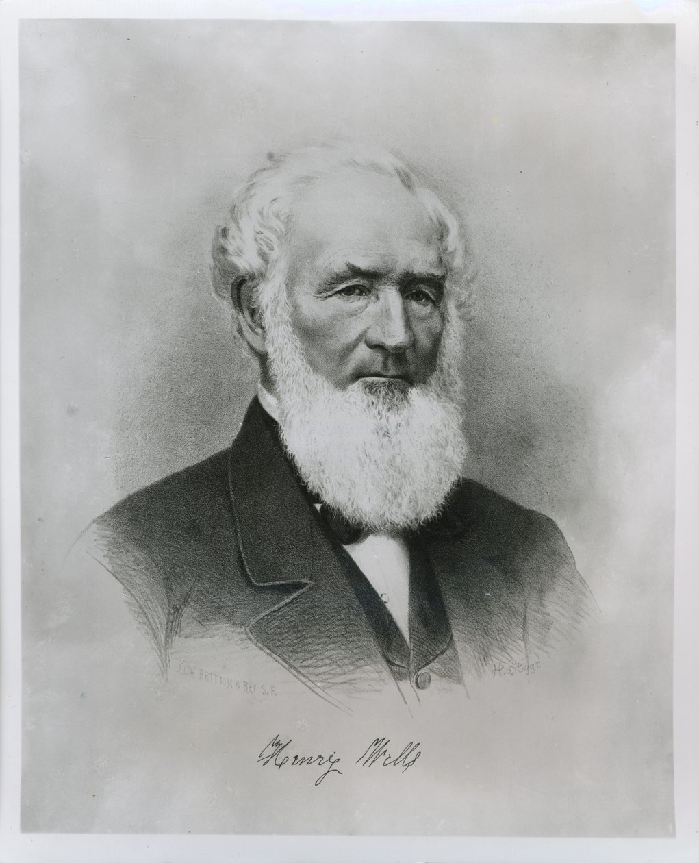 Henry Wells (1805-78) portréja, a Wells Fargo & Co. (litho) társalapítója alkotó: American School