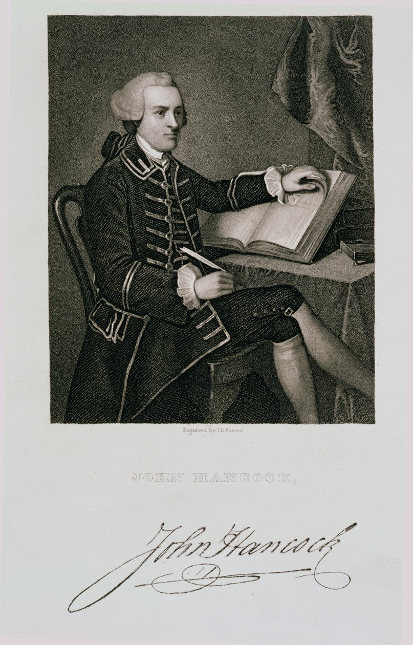 John Hancock portréja, John B. Forrest (1814-70) metszete alkotó: American School