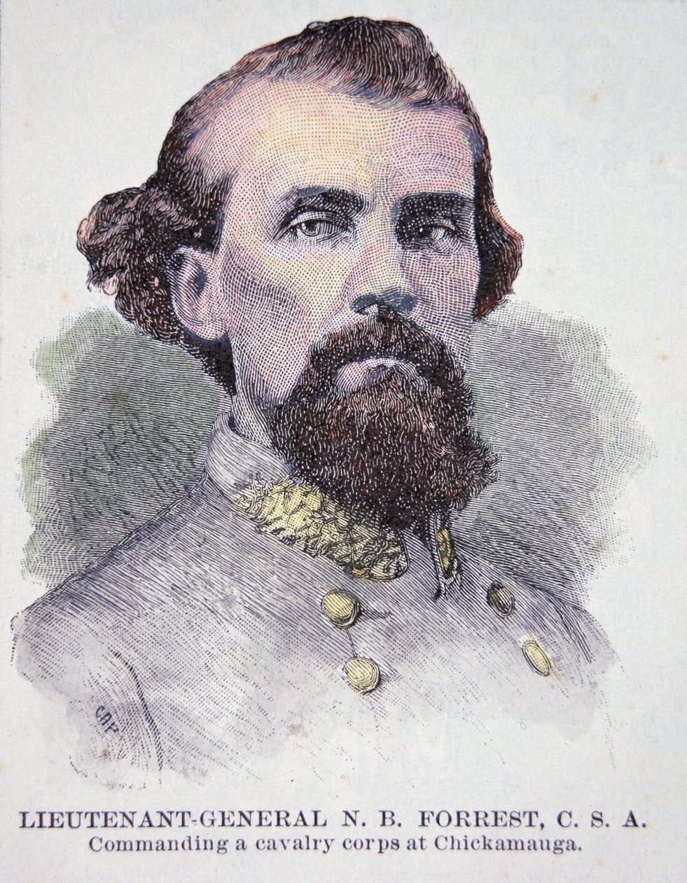 Nathan B. Forrest altábornagy (1821-77) portréja (litho) alkotó: American School