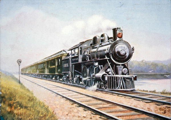 A Chicago & North Western Railroad Overland Limitedjének képeslapja alkotó: American School