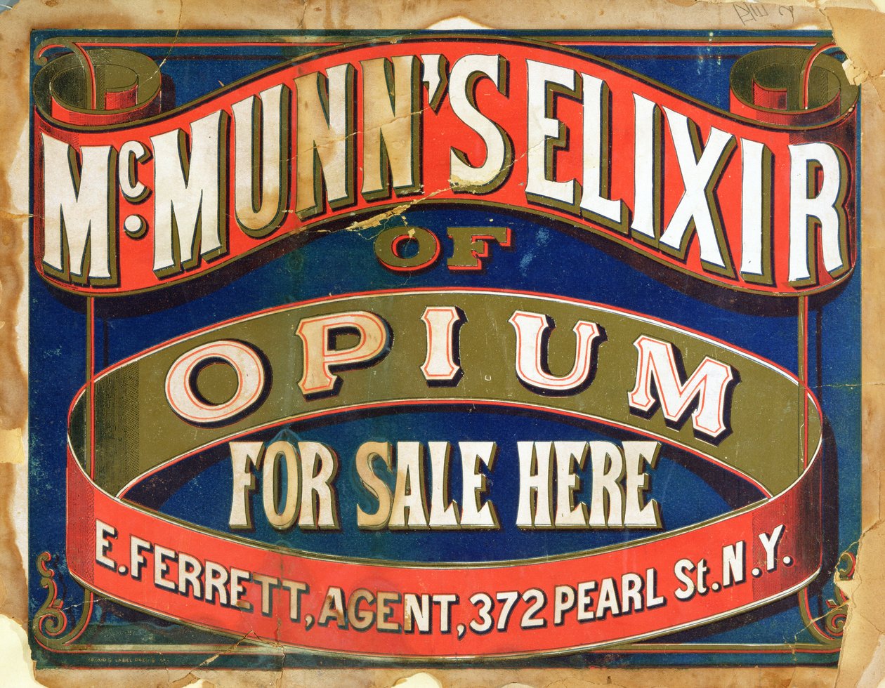 McMunns ópiumielixírt reklámozó plakát alkotó: American School
