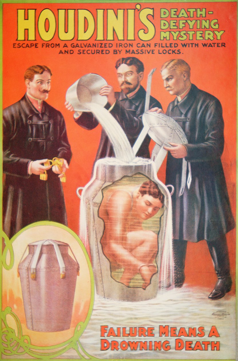 Houdini új fellépését hirdető plakát (színes litó) alkotó: American School
