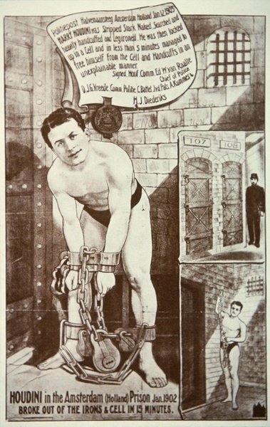 Houdini előadását hirdető plakát (litho) alkotó: American School