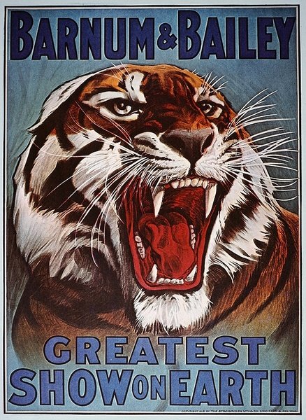 A „Barnum & Bailey Greatest Show on Earth” című plakát, 1910 körül (színes litó) alkotó: American School