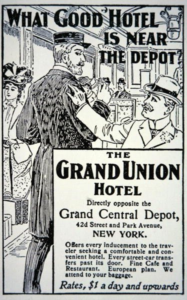 A New York-i "Grand Union Hotelt" hirdető plakát (litho) alkotó: American School