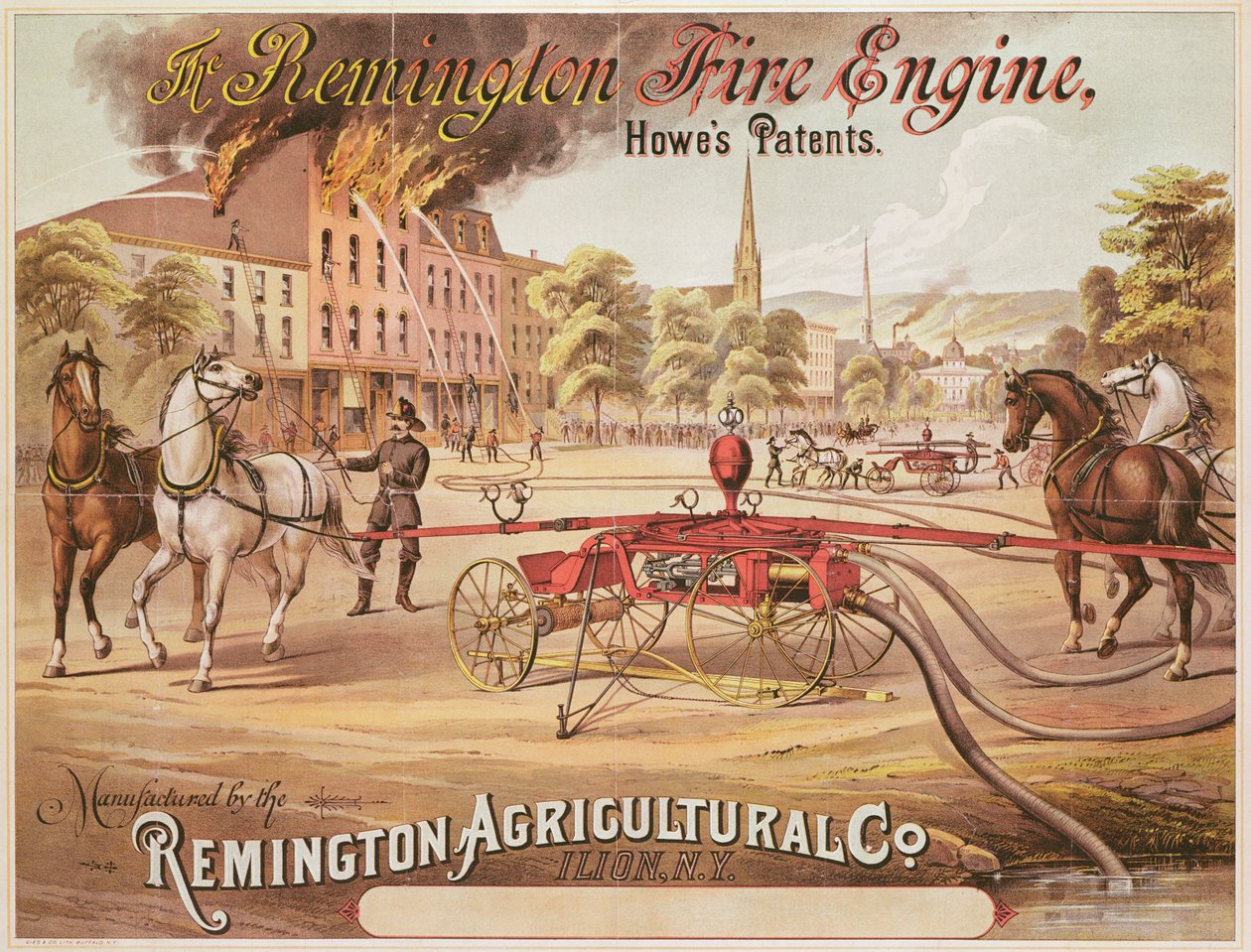 A Remington Agricultural Company által gyártott Remington Fire Engine-t reklámozó plakát, 1890 körül alkotó: American School