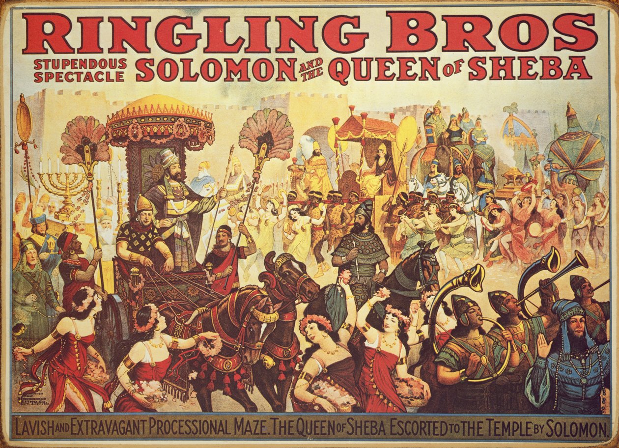 A "Ringling Bros."-t hirdető plakát cirkusz, 1900 körül (színes litó) alkotó: American School