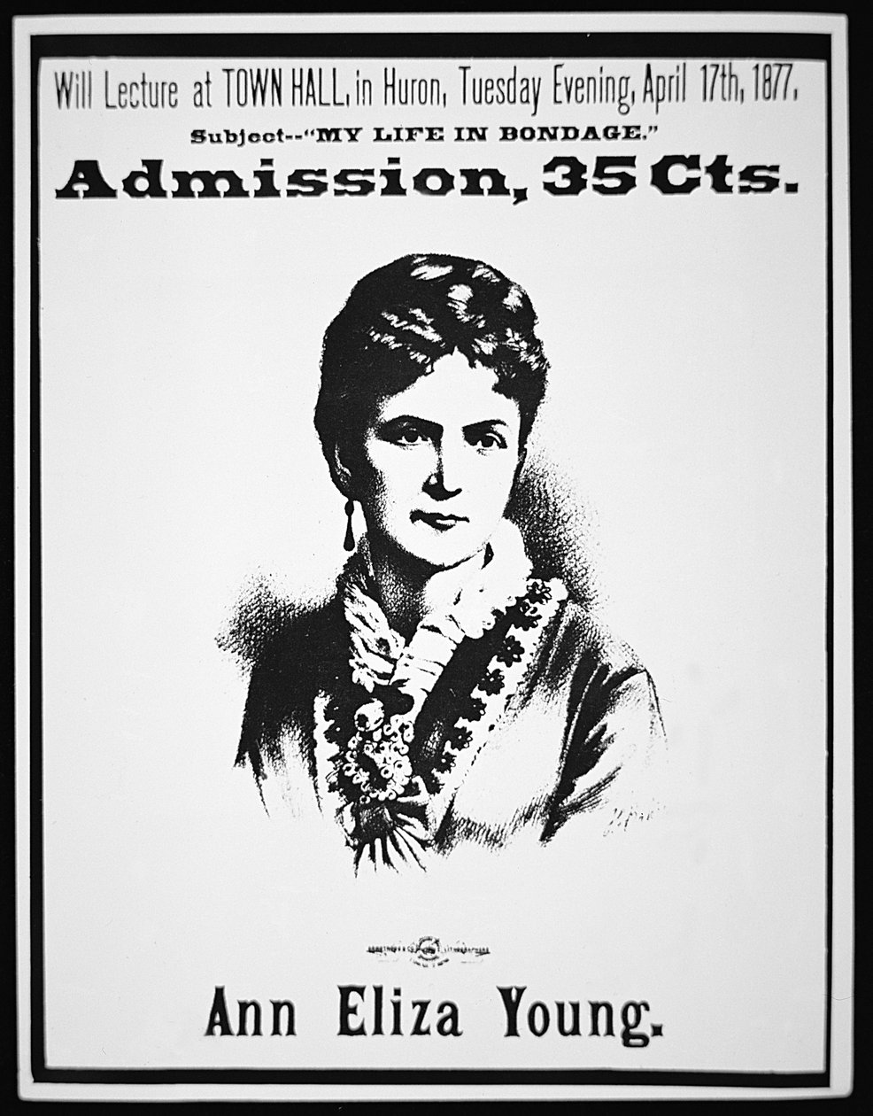 Poszter Ann Eliza Young (1804-c.1908) „Életem rabságban” című előadását reklámozó 1877 (litho) alkotó: American School