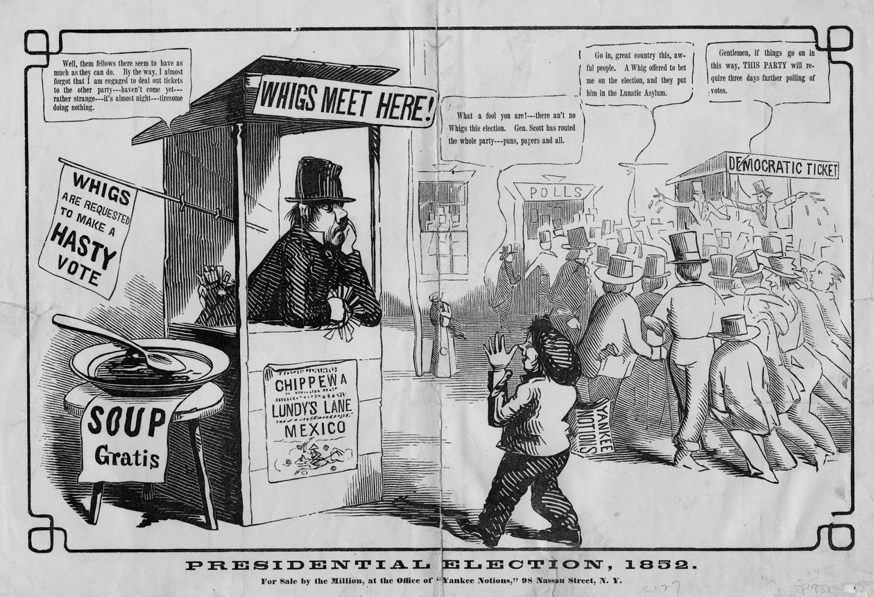 Elnökválasztás, 1852, kiadó: Thomas W Strong, New York, 1852 alkotó: American School