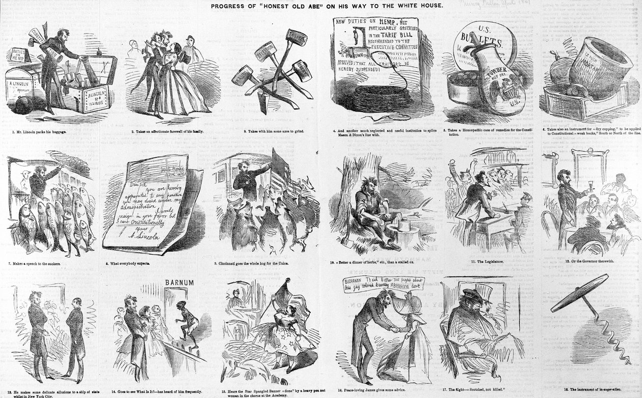 Őszinte Öreg Abe előrehaladása a Fehér Ház felé vezető úton, 1860 körül alkotó: American School