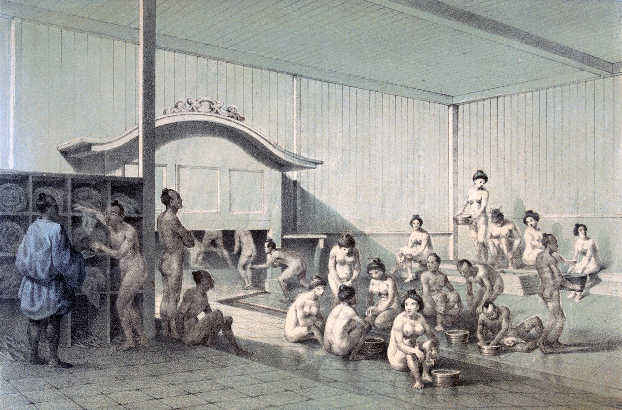 Simoda közfürdő, 1856 (színes akvatinta) alkotó: American School