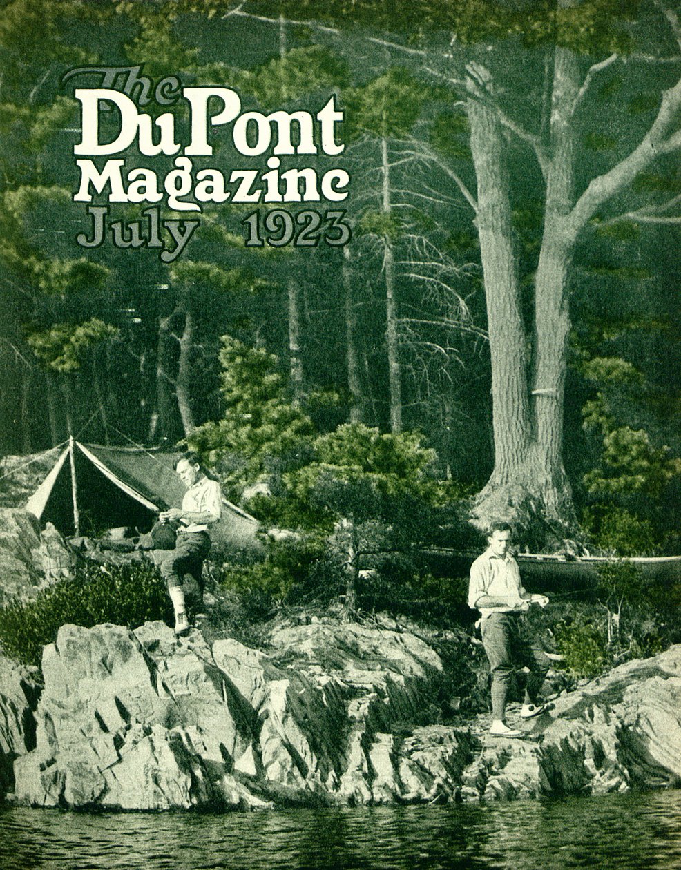 Pyralin horgászni megy, a DuPont Magazin címlapja, 1923. július alkotó: American School