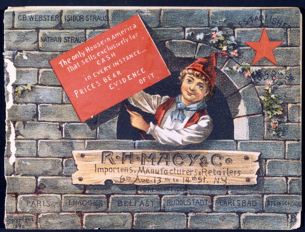 R.H. Macy & Co. importőrök, gyártók és kiskereskedők [katalógus első borítója], 1890 alkotó: American School
