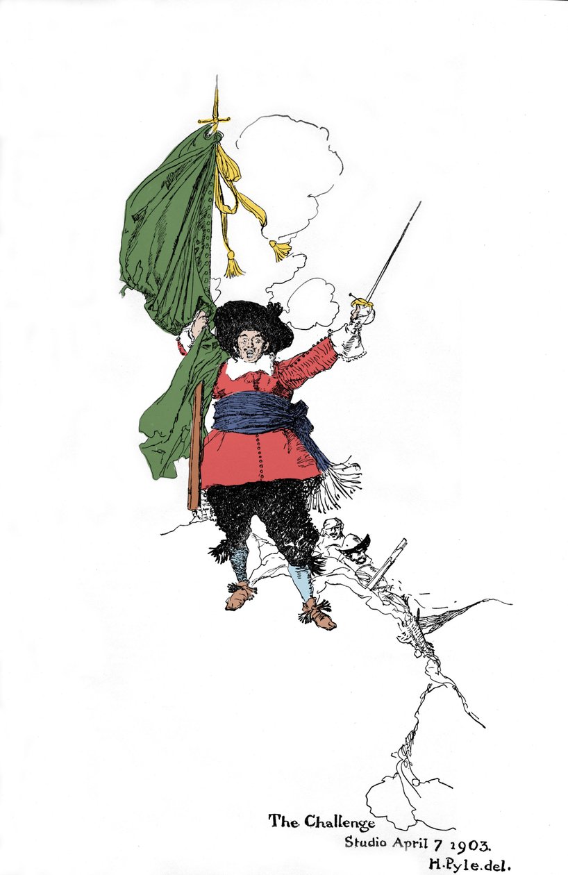 Kihívást vető kalóz ábrázolása – Howard Pyle (1853 - 1911), amerikai illusztrátor "" A spanyol főtér kalózai és maroonai kalózai könyvében" - 1903 alkotó: American School
