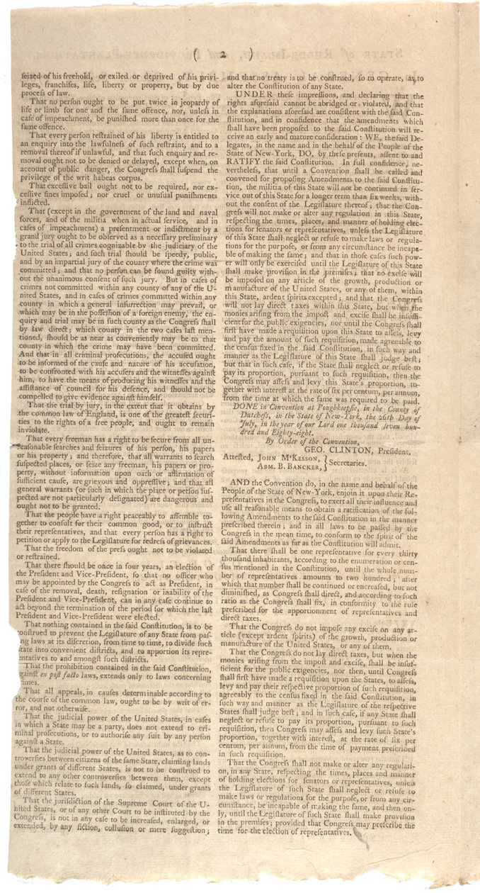 A NYS alkotmánymódosítási javaslatát nyomtató határozatok, 1788. október alkotó: American School