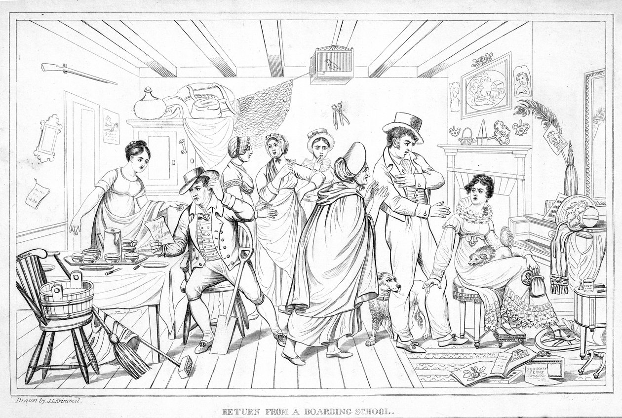 Visszatérés a bentlakásos iskolából, az Analectic Magazine, v.2., 1820 (lásd: 257118) alkotó: American School