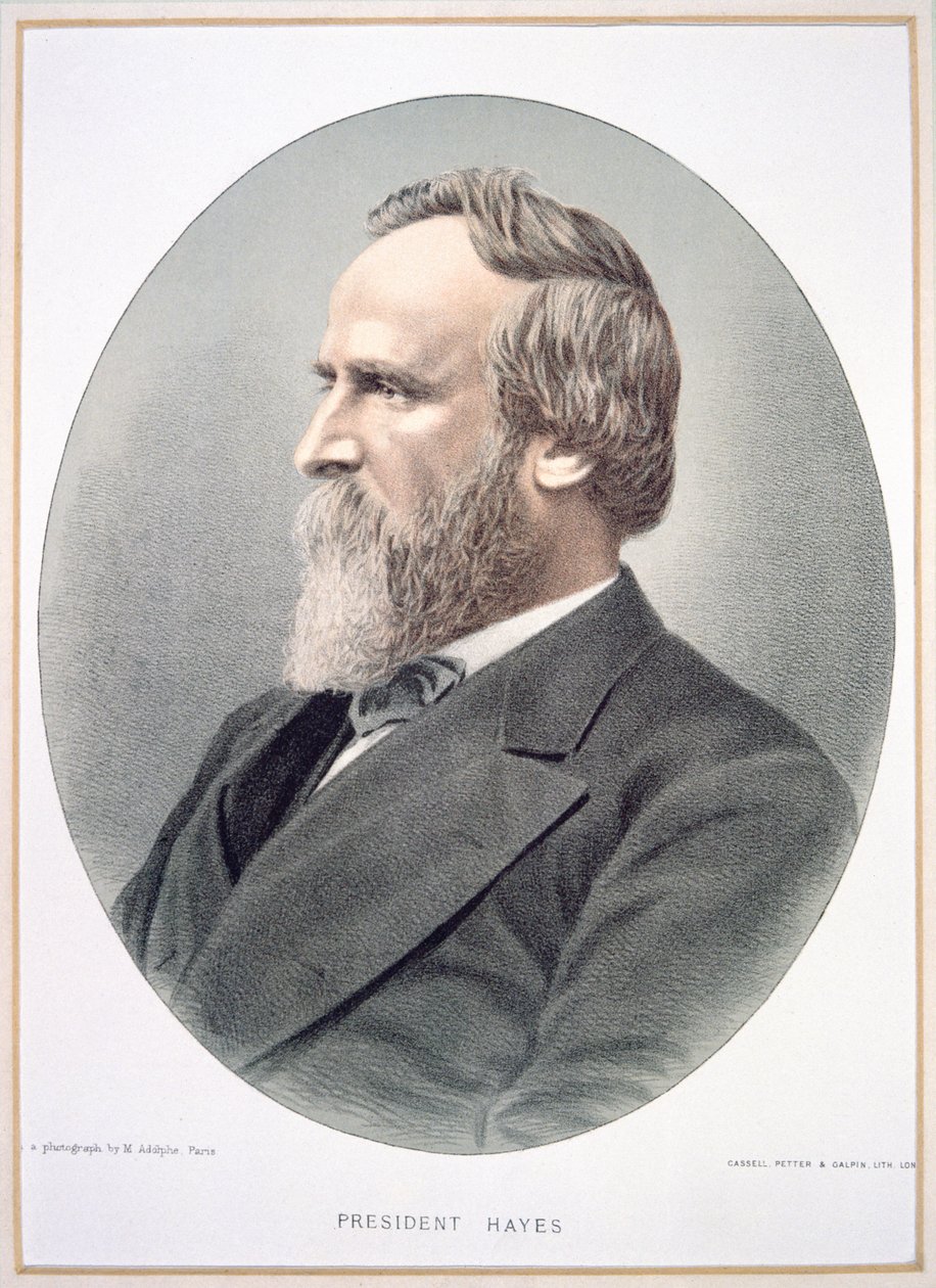 Rutherford B. Hayes (1822-93) (színes litó) alkotó: American School