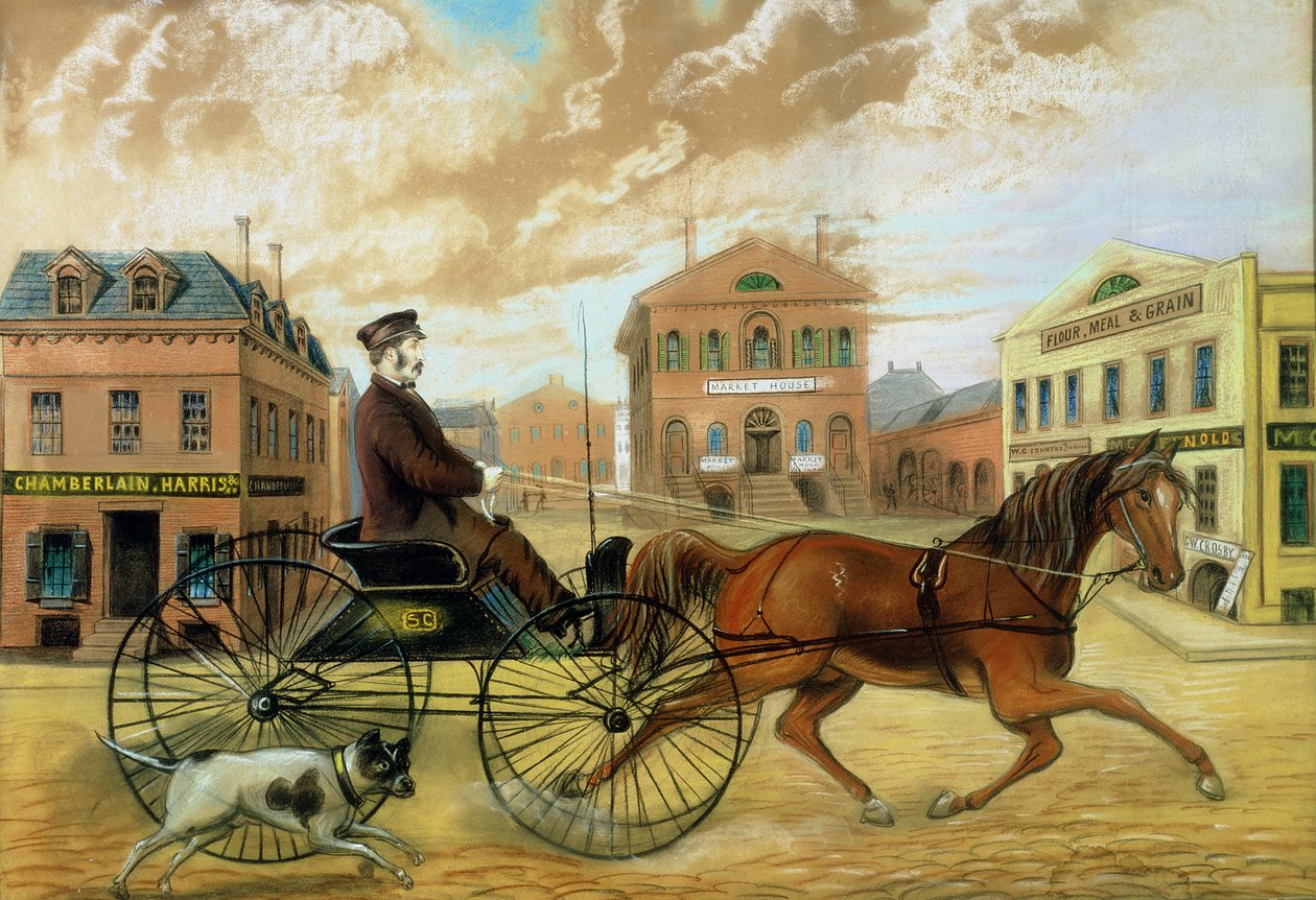 Samuel Chamberlain a salemi Piactéren alkotó: American School