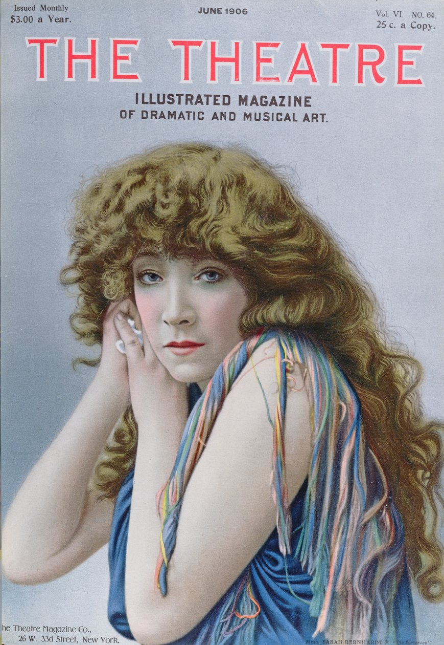 Sarah Bernhardt a varázslónő szerepében, Sardou darabja, a Theatre magazin címlapillusztrációja, 1906. június alkotó: American School