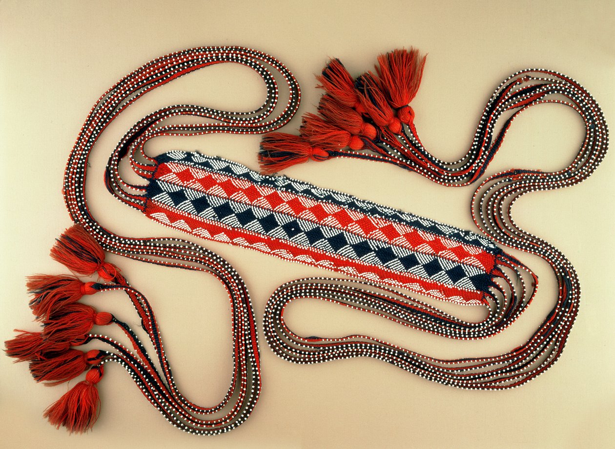 Szíj, 1820 körüli évek (gyapjú és gyöngyök) alkotó: American School
